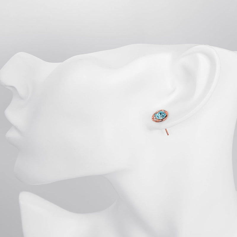 Periwrinkle Blue Swarovski Elements Studs in 18K Rose Gold