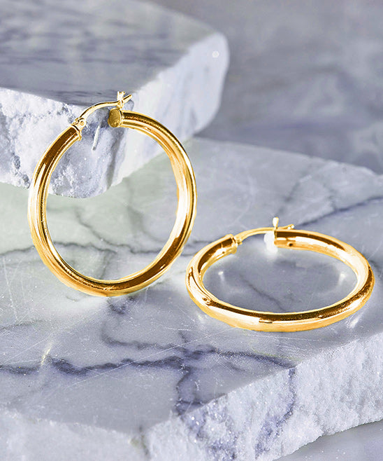 14K Gold Plating Classic Hoop Earrings