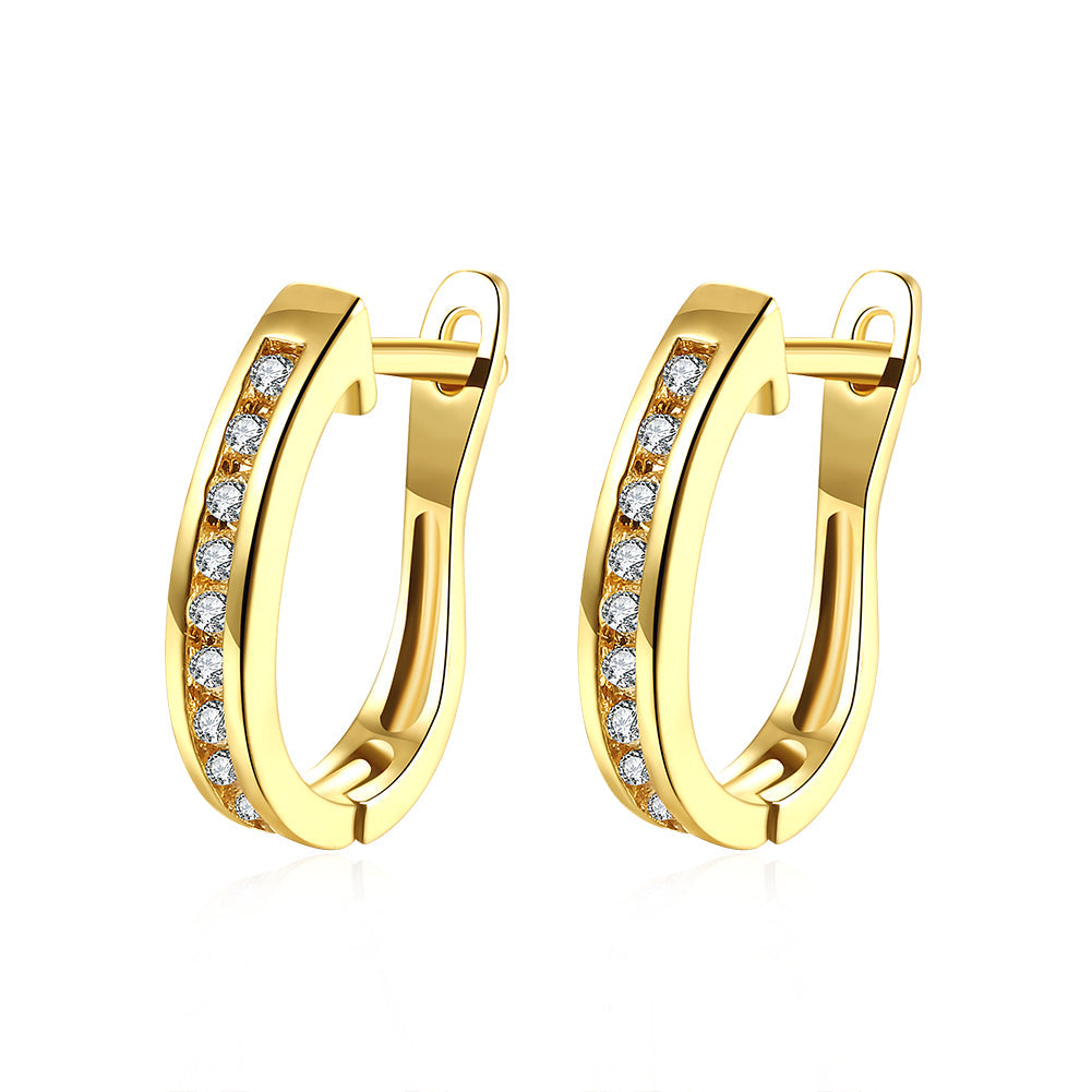 Thin Linin Swarovski Elements Earrings in 18K Gold