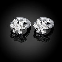 18K White Gold Plated Snow Flake Swarovski Huggie Earrings, Earring, Golden NYC Jewelry, Golden NYC Jewelry jewelryjewelry deals, swarovski crystal jewelry, groupon jewelry,, jewelry for mom,