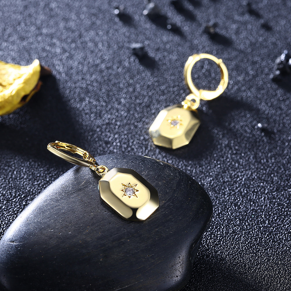 Swarovski Rectangle Drop Earrings in 18K Gold