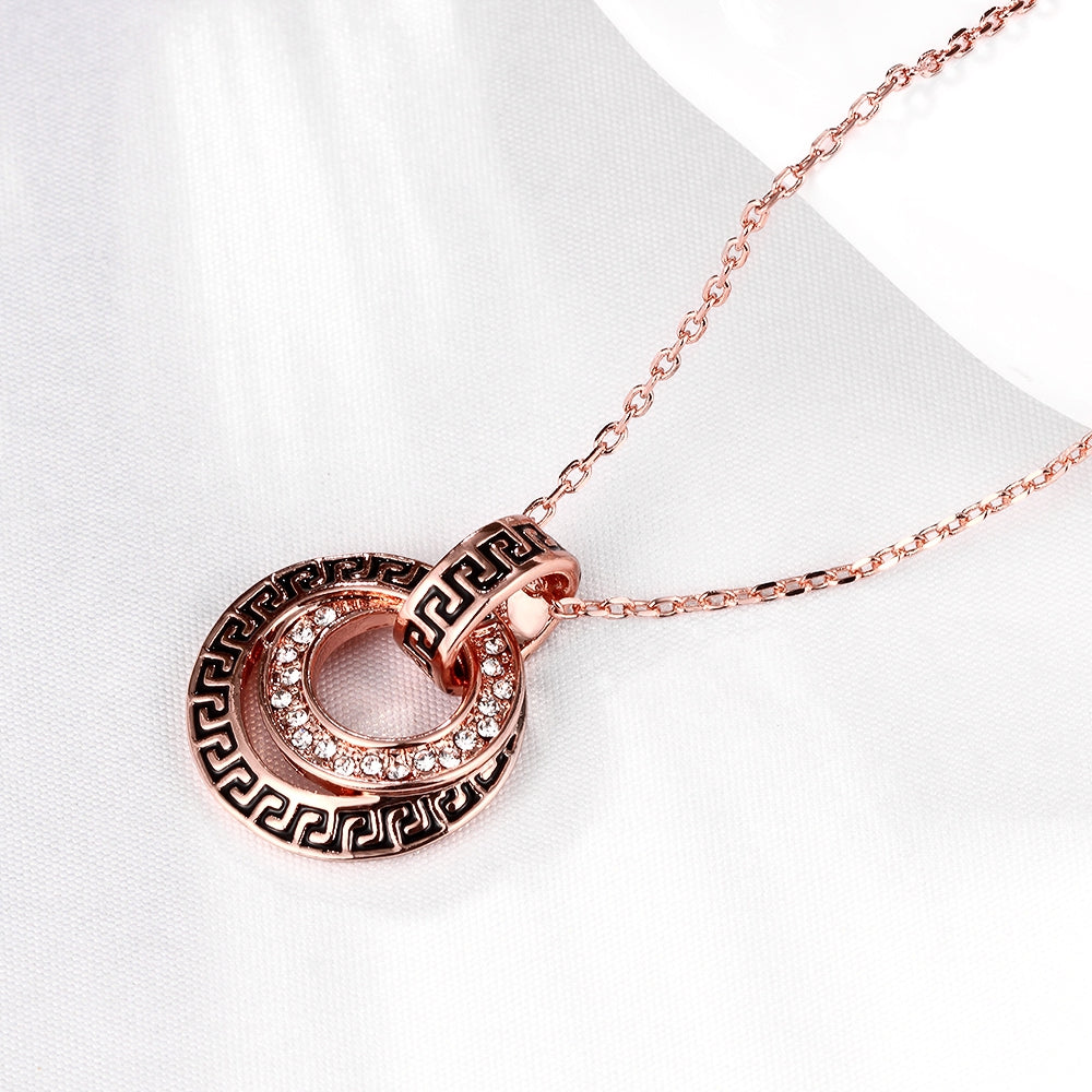 Swarovski Elements Intertwined Duo Pendant Necklace in 18K Rose Gold