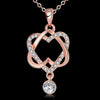 18K Rose Gold Plating White Swarovski Pave Interlocking Heart Necklace & Earrings Stud Set