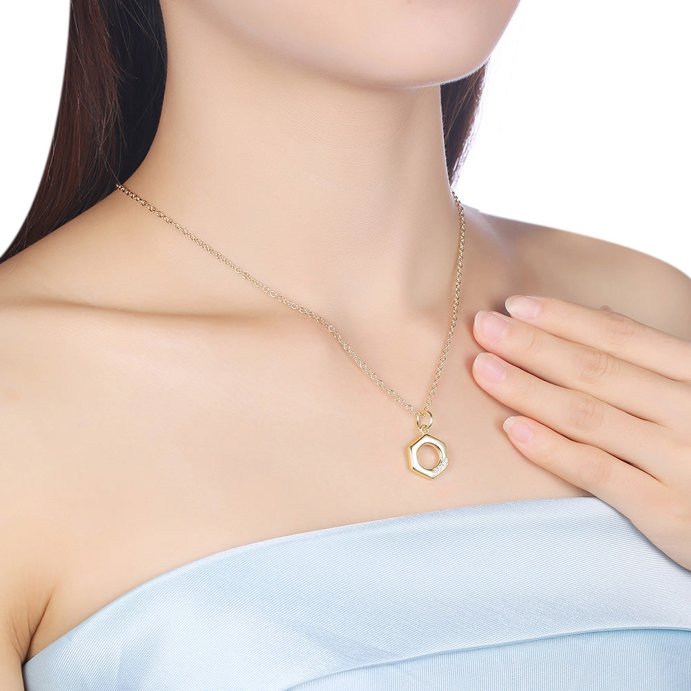 Swarovski Hectagon Pendant Necklace in 18K Gold