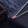 Ruby Princess Cut Classic Necklace in 18K Gold Gemstone