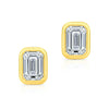 Emerald Cut Diamond Bezel Studs