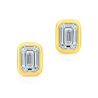 Emerald Cut Diamond Bezel Studs