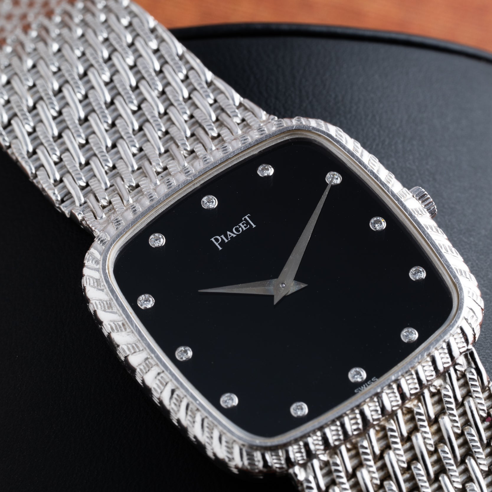 Onyx Dial White Gold Dress Watch