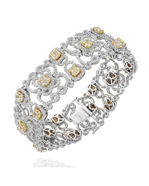 Fancy Yellow and White Diamond Pave Maze Motif Bracelet