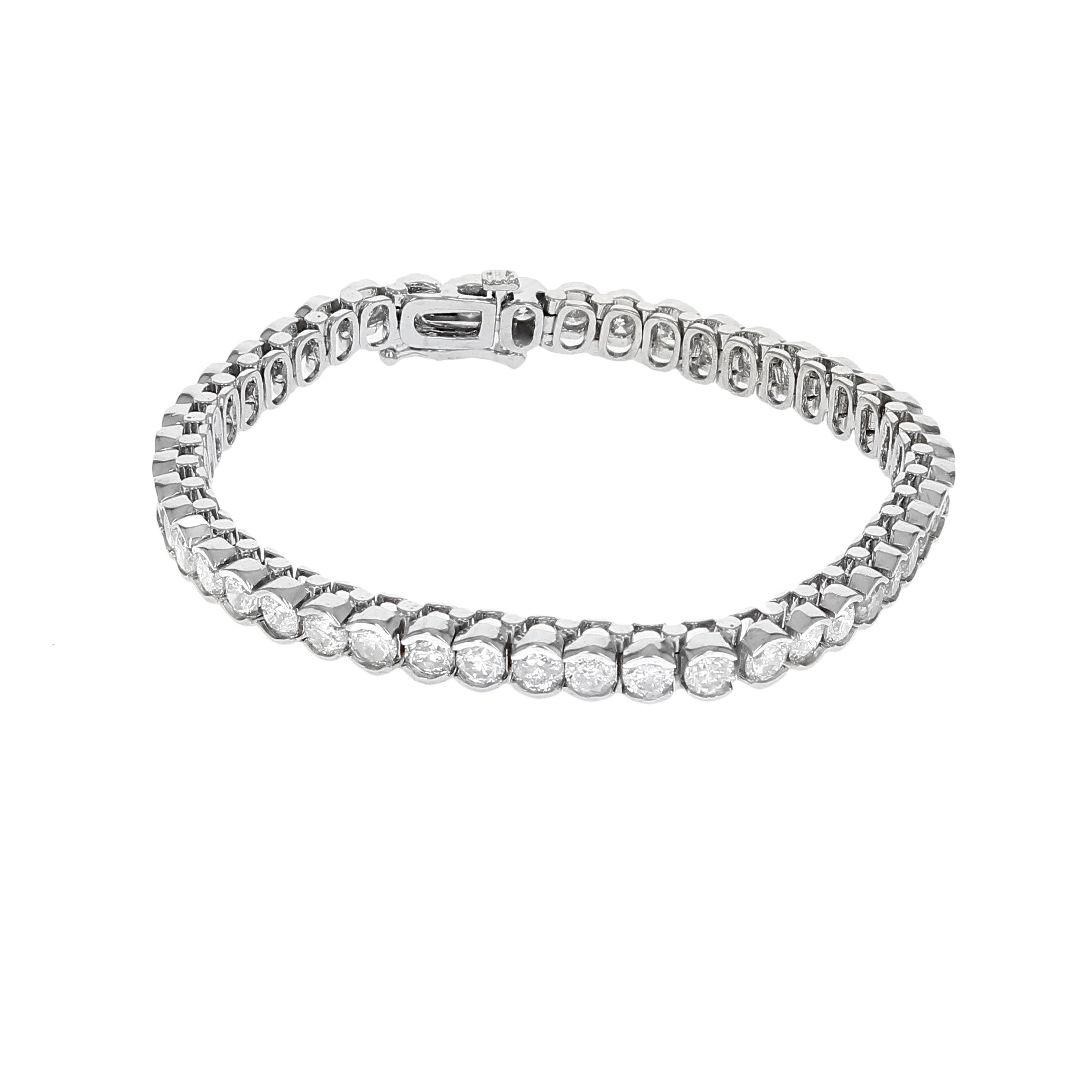 Half Bezel Set Diamond Inline Bracelet in White Gold