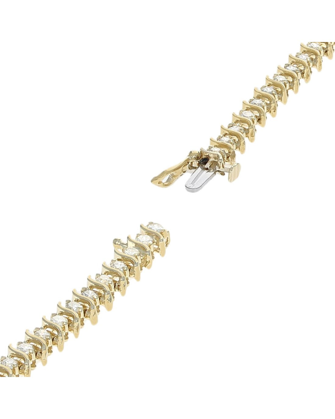 Diamond S Link Inline Bracelet in Yellow Gold