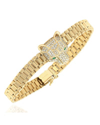 Effy 14ky Diamond Pave Panther Bracelet