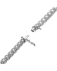 Alternating Diamond X Link Inline Bracelet in White Gold