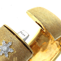 Vintage Diamond Snowflake Bangle Bracelet in Yellow and White Gold