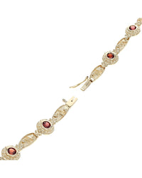 Vintage Garnet Inline Bracelet in Yellow Gold