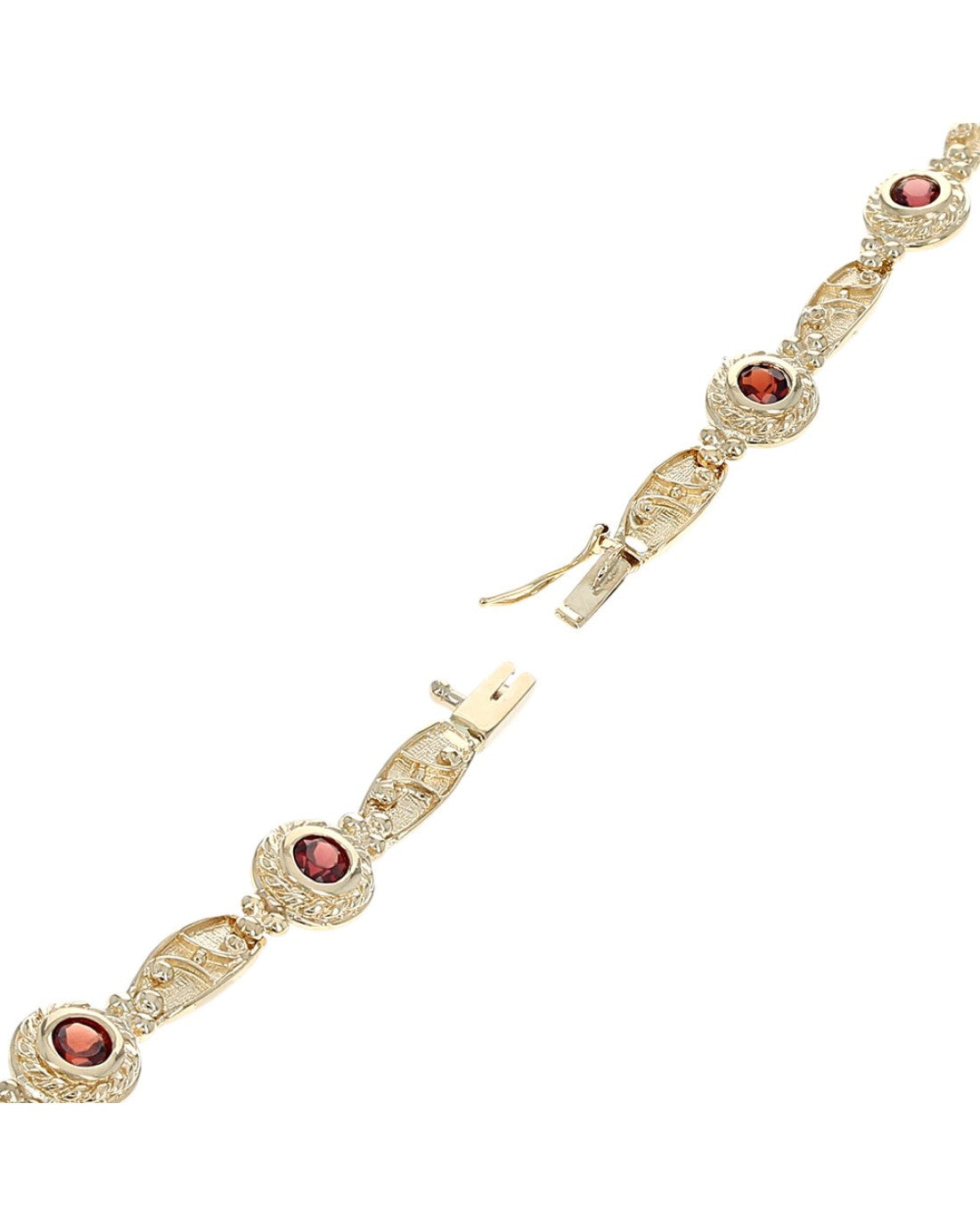 Vintage Garnet Inline Bracelet in Yellow Gold