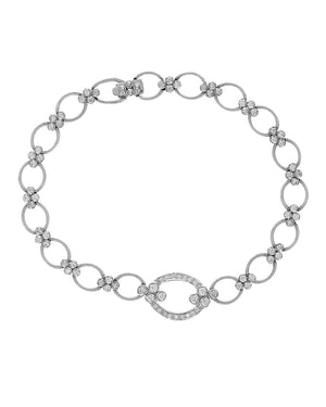 Alternating Diamond Cluster Oval Link Bracelet
