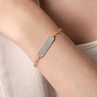 Gabriel & Co. Diamond Bar Station Bracelet in Yellow and White Gold