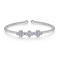 Gabriel & Co. Bujukan Bead Diamond Quatrefoil Bangle in White Gold