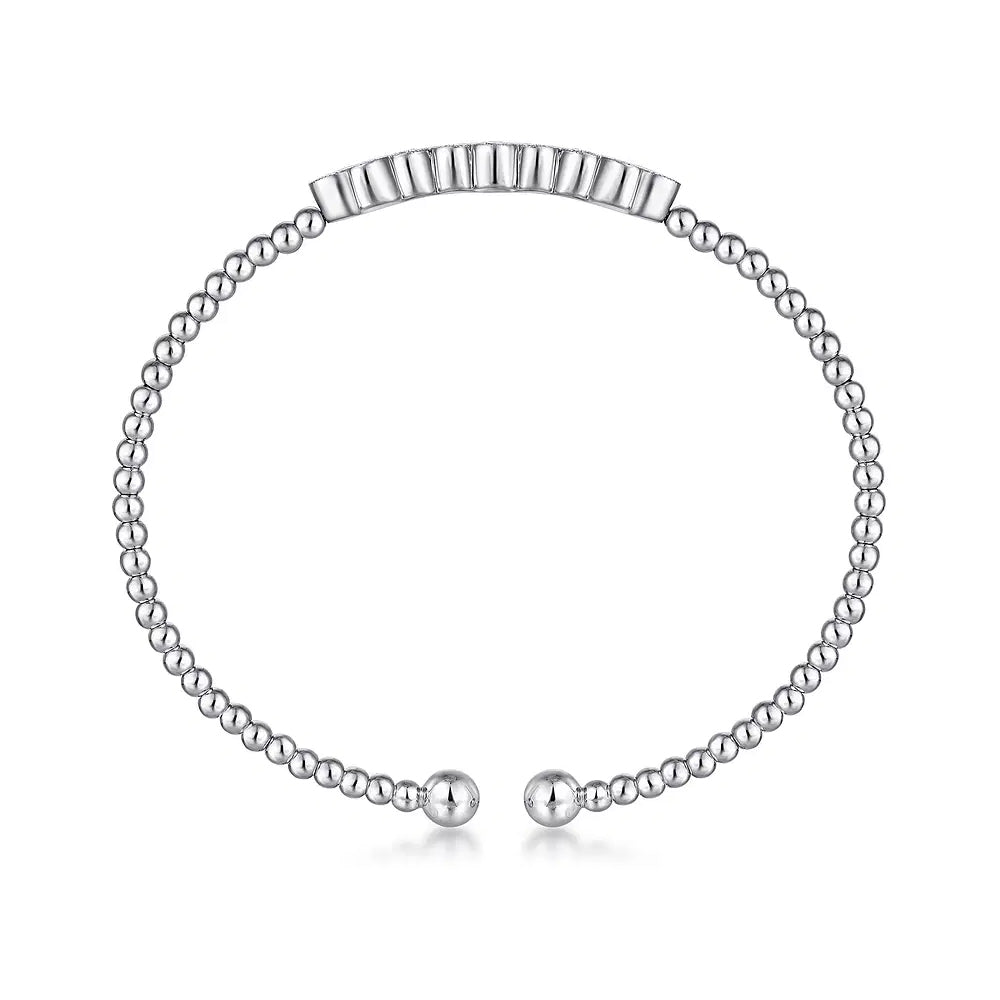 Gabriel & Co. Bujukan Bead Diamond Quatrefoil Bangle in White Gold