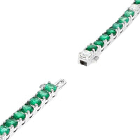 Emerald Inline Bracelet with Diamond Stations in White Gold