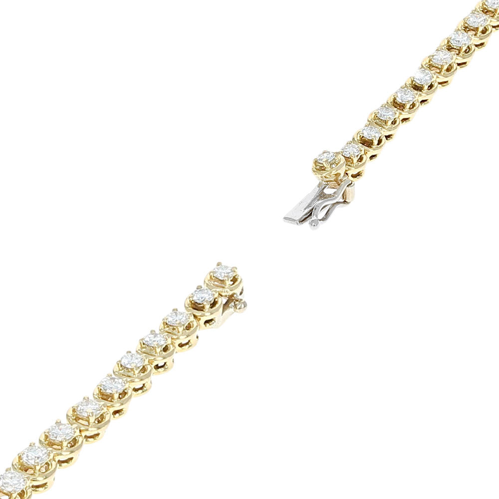 Graduated Diamond Circular Link Inline Bracelet in Yellow Gold