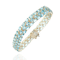 Sky Blue Topaz 3 Row Bracelet in Yellow Gold