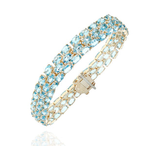 Sky Blue Topaz 3 Row Bracelet in Yellow Gold