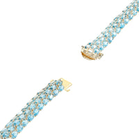 Sky Blue Topaz 3 Row Bracelet in Yellow Gold