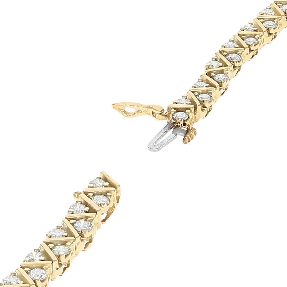 Diamond Zig Zag Inline Bracelet in Yellow Gold