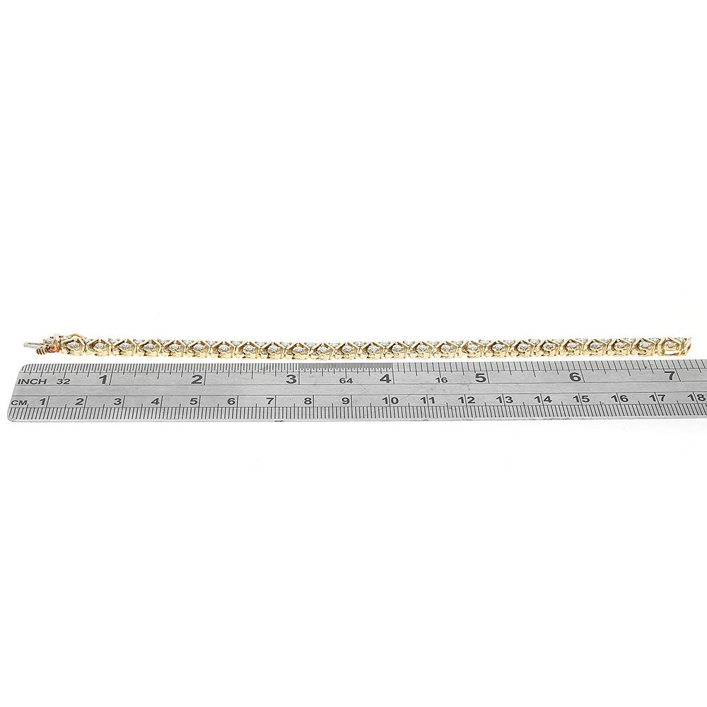 Diamond Zig Zag Inline Bracelet in Yellow Gold