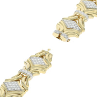Diamond Pave Station Scalloped Bracelet in Yellow and White Gold