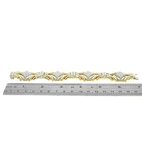 Diamond Pave Station Scalloped Bracelet in Yellow and White Gold