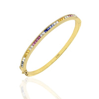 Multi Color Princess Cut Sapphire Bangle Bracelet