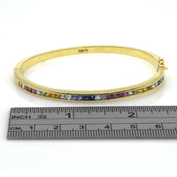 Multi Color Princess Cut Sapphire Bangle Bracelet