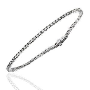 Round Diamond Thin Inline Bracelet in White Gold