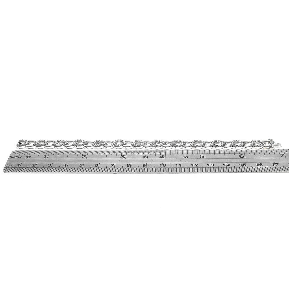 Round Diamond Heart Link Inline Bracelet