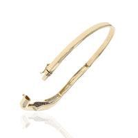 Diamond Bypass Hinged Bangle Bracelet in Yellow Gold