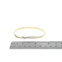 Diamond Bypass Hinged Bangle Bracelet in Yellow Gold