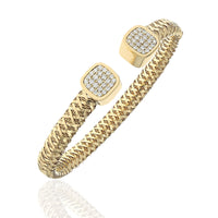 Roberto Coin Primavera Pave Diamond Flexible Open Cuff Bracelet in Yellow Gold