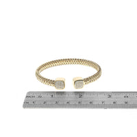 Roberto Coin Primavera Pave Diamond Flexible Open Cuff Bracelet in Yellow Gold