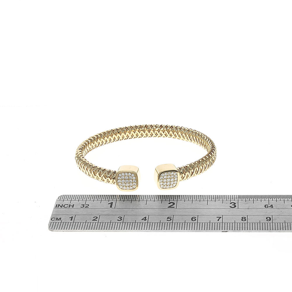Roberto Coin Primavera Pave Diamond Flexible Open Cuff Bracelet in Yellow Gold