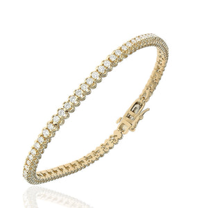 Round Diamond Thin Inline Bracelet in Yellow Gold