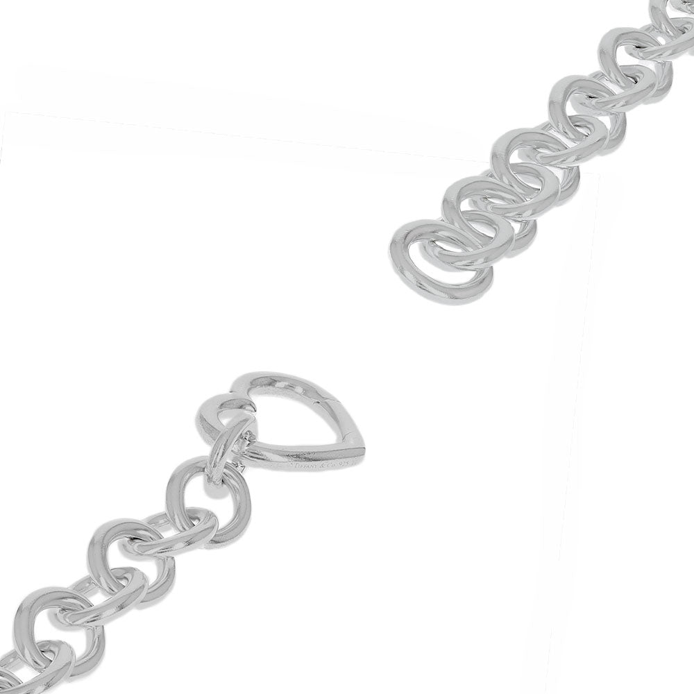 Tiffany and Co Heart Clasp Cable Chain Bracelet in Sterling Silver