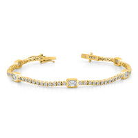 Straight Line Station Bracelet With Emerald Cut Accents