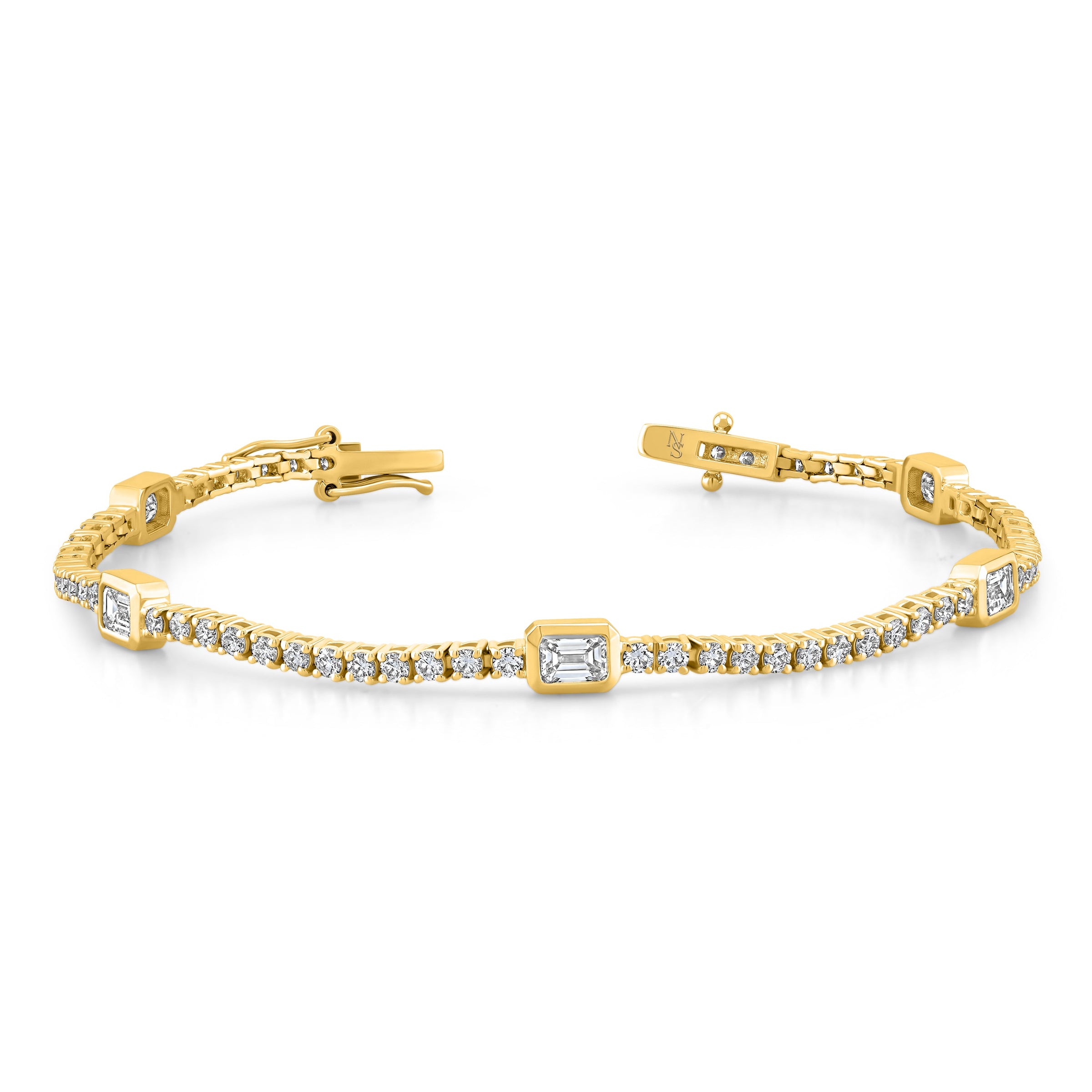 Straight Line Station Bracelet With Emerald Cut Accents
