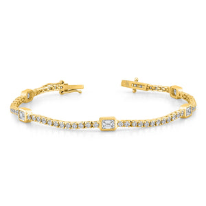Straight Line Station Bracelet With Emerald Cut Accents