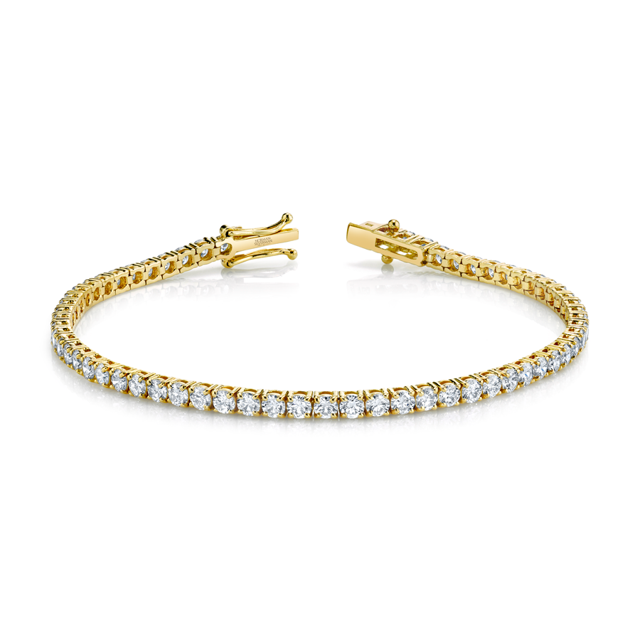 Signature Round Diamond Tennis Bracelet - MULTIPLE SIZES - Yellow Gold