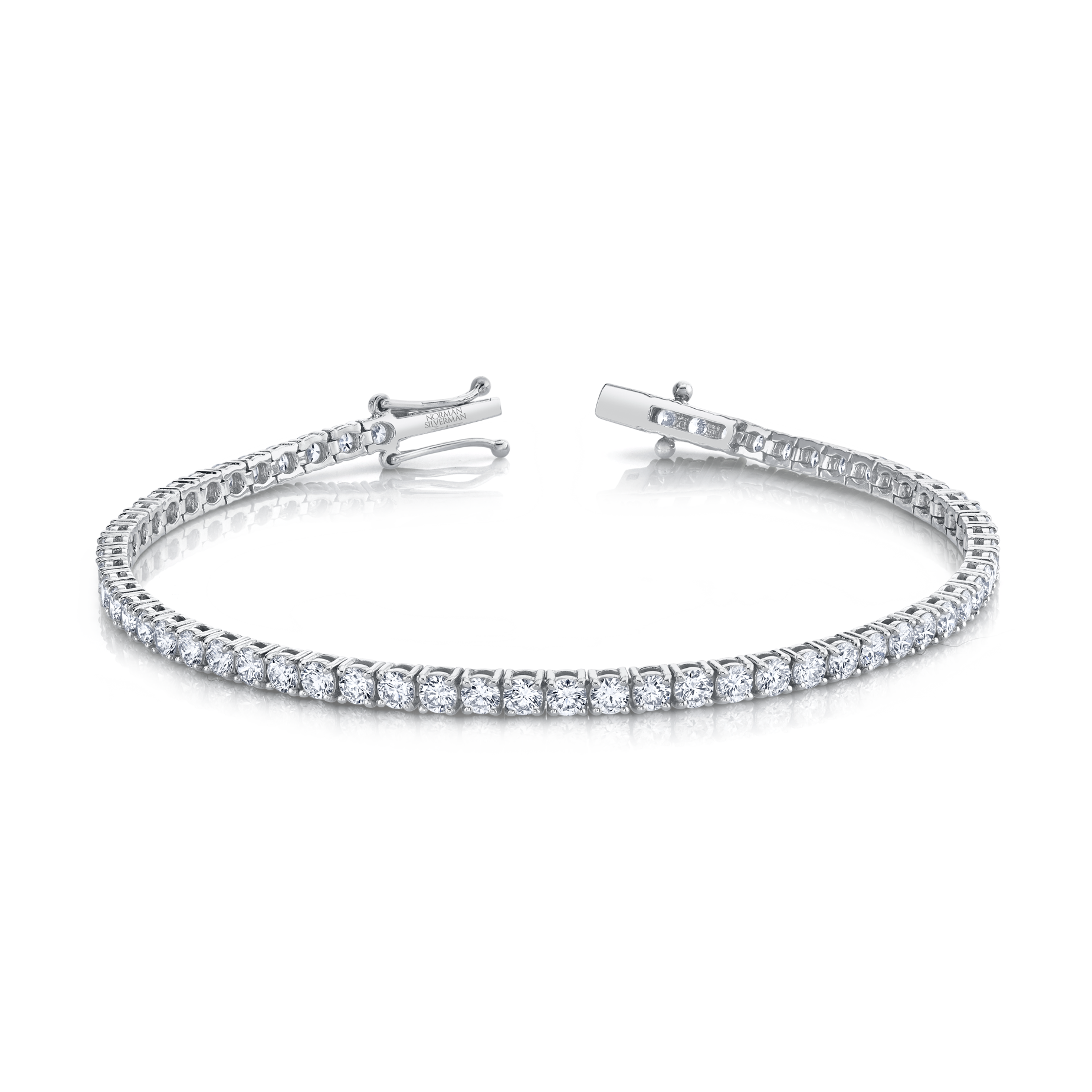 Signature Round Diamond Tennis Bracelet - MULTIPLE SIZES - White Gold