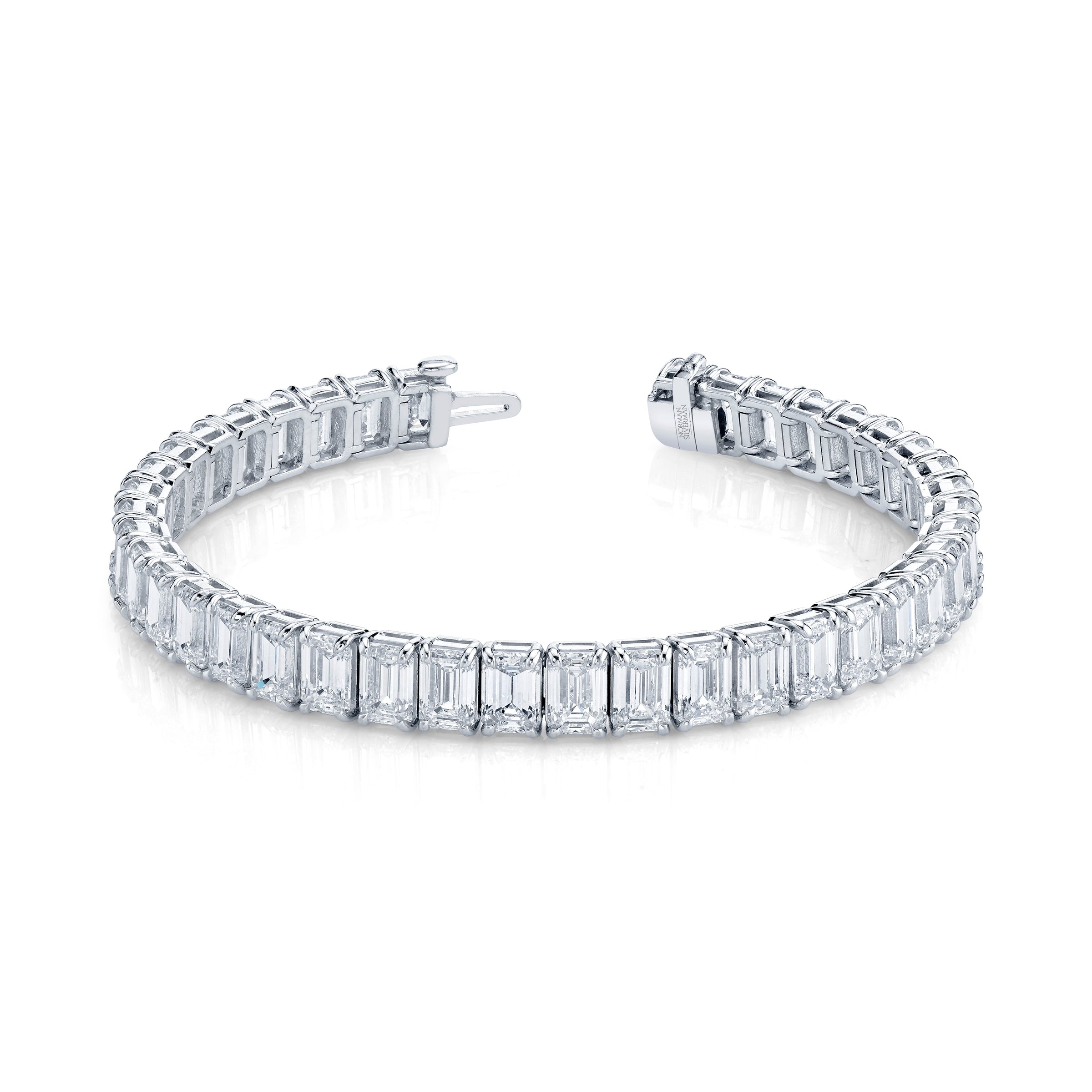 Emerald Cut Diamond Straight Line Bracelet in Platinum